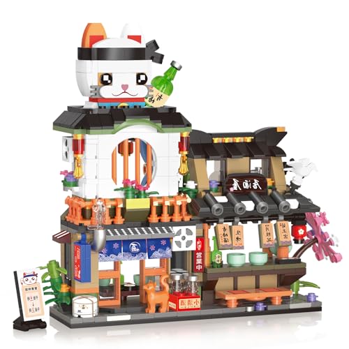 Japanisch Straßenansicht Izakaya Shop Mini Bausteine, MOC Creative STEM Japanisch Toys Friends mädchen Model Set, 789 PCS Klemmbausteine Haus Toy Gift (Nicht Kompatibel Mit Lego Japan Haus) von QLT QIAOLETONG
