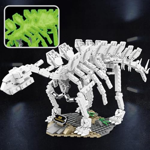 Jurassic dinosaurier Stegosaurus Luminous Baustein für Boy 8-14,Verwenden Sie Sonnenlicht / Lichter, um Energie zu speichern,Leuchten bei Nacht Kompatibel Mit Allen Gängigen Marken Dinosaurier（475PCS) von QLT QIAOLETONG