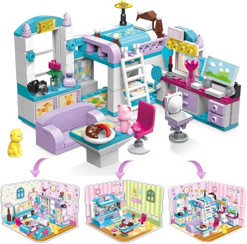 QLT 3 in 1 Traum Friends Haus Bausets für Mädchen,Kreative 194 Teile Freunde Spiel Ideas STEM Spielzeug für Kinder Alter 6-12 von QLT QIAOLETONG