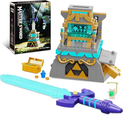 QLT QIAOLETONG BOTW The Master Schwert Glowing Klemmbausteine Bausteinen,Link’s Schwert?mit Schatztruhe Spielefans Geschenk für Erwachsene und Jungen ab 6-16+(492PCS) von QLT QIAOLETONG