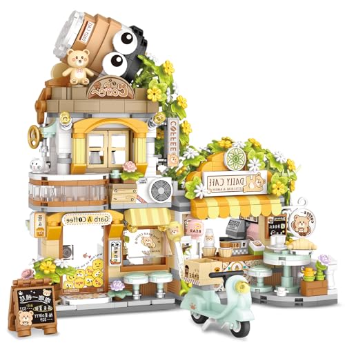 QLT City Coffee Shop Bausteine?1077 PCS Mini Klemmbausteine Baukasten, MOC Konstruktionsspielzeug Geschenke für Mädchen und Jungen 6-12 Jahre (Nicht Kompatibel Mit Lego) von QLT QIAOLETONG