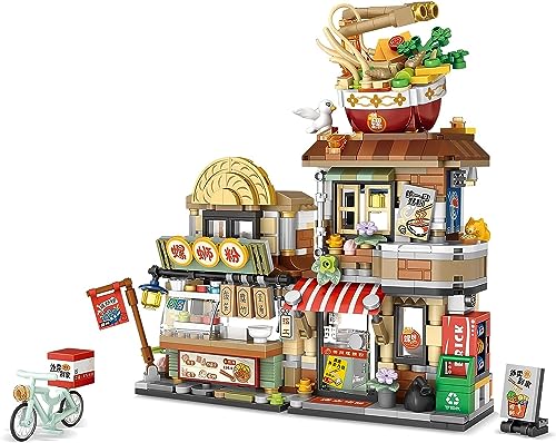 QLT Japan Nudel Haus Mini Bausteine, MOC Creative Japanisch Toys Friends mädchen 6-12 Model Set, 870 PCS Klemmbausteine Haus Toy Gift (Nicht Kompatibel Mit Lego Japan Haus) von QLT QIAOLETONG