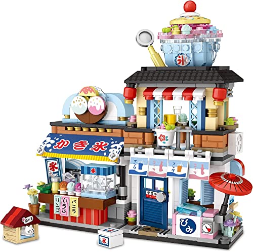 QLT Japan Straßenansicht Eisgetränkeladen Haus Mini Bausteine, MOC Creative Japanisch Toys Friends mädchen 6-12 Model Set, 668 PCS Klemmbausteine Gift (Nicht Kompatibel Mit Gängigen Marken) von QLT QIAOLETONG