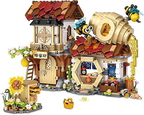 QLT Japan Straßenansicht Honig Werk statt Mini Bausteine, MOC Creative STEM Japanisch Toys Friends mädchen 6-12 Model Set, 1242 PCS Klemmbausteine Haus Toy Gift (Nicht Kompatibel Mit Gängigen Marken) von QLT QIAOLETONG
