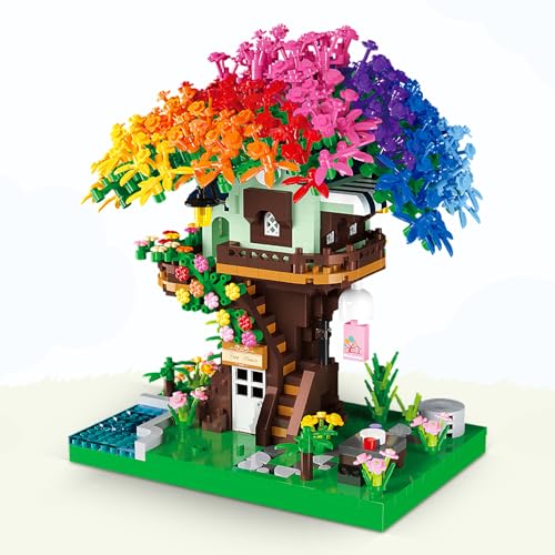 QLT Kirschblüten Japan Baumhaus Klemmbausteine Bausteine，Kompatibel Mit Lego Friends Mädchen Baumhaus Architecture Geschenk für Mädchen 8–18 und Erwachsene Liebhaber von Baust von QLT QIAOLETONG