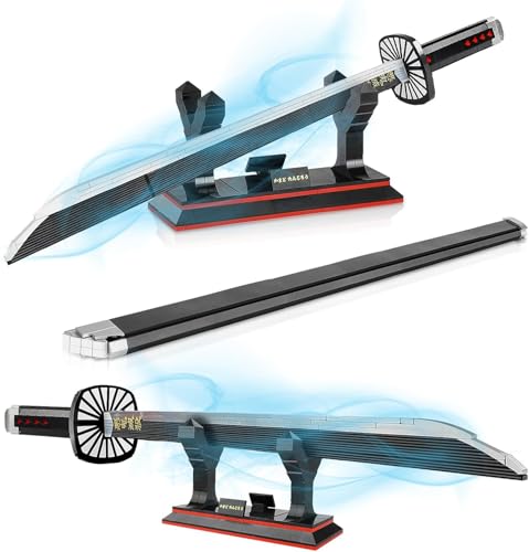 QLT QIAOLETONG Demon Slayer Schwert Ideas Cosplay Animes kamado tanjiro Katana,Klemmbausteine Bausteinen deko Geschenk für Erwachsene Jungen ab 6-16 mit Scheide Halterung(771 pcs) von QLT QIAOLETONG