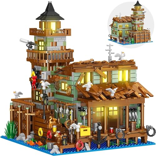 QLT QIAOLETONG Piratenschiff Wharf Bausteine,Kompatibel mit Lego,Ideas Architektursteine Klemmbausteine Set ?Geschenk für 8-16 Jungen und Mädchen(560PCS) von QLT QIAOLETONG