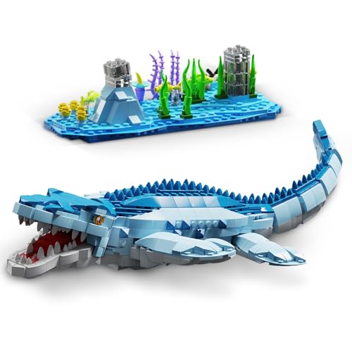 QLT QIAOLETONG Jurassic Mosasaurus Klemmbausteine Baustein, Kompatibel Mit Lego Bausteinen, Dinosaurierwelt Park Bausatz, STEM Dinosaurierspielzeug für Jungen ab 6-14 Jahre(1158+PCS) von QLT QIAOLETONG