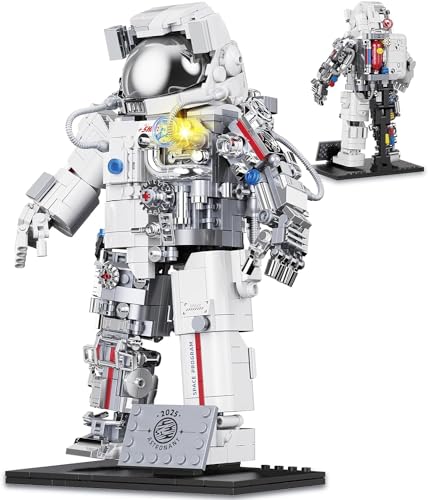 QLT Technik Space Astronauts Klemmbausteine，kompatibel mit Lego，inklusive Präsentationsständer, Sammlerstück-Modell, Geschenkspielzeug geeignet für Erwachsene und Kinder ab 8+（ 900 PCS） von QLT QIAOLETONG