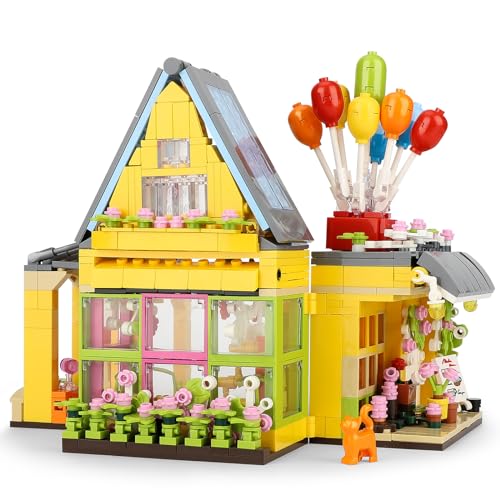 QLT UP Balloon House Klemmbausteine kompatibel mit Lego, Blumenhaus Bausteine Set, Kreatives Bausteine Set mit LED Licht, Geeignet als Geburtstagsgeschenk für Kinder im Alter von 6-12 Jahren (900PCS) von QLT QIAOLETONG