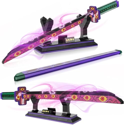 ideas Demon Slayer Cosplay Animes Tsugikuni Yoriichi katana，Klemmbausteine Bausteinen deko Geschenk für Erwachsene und Jungen ab 6-16 mit Scheide Halterung（Kompatibel Mit Lego Schwert 789 pcs） von QLT QIAOLETONG