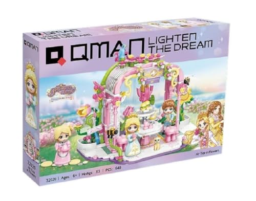 QMAN® 32020 - Blumenhafter Nachmittagstee - Kreatives Bauset für Kinder ab 6 Jahren, Märchenhaftes Design, Kompatibel mit Anderen Marken von QMAN