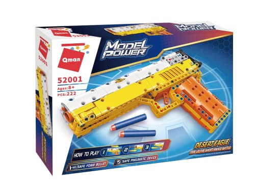 QMAN® 52001 – „Desert Eagle“ Modell-Blaster Bausatz für Kinder, 222 Teile, 100 % kompatibel mit Bausteinen Anderer führender Marken von QMAN