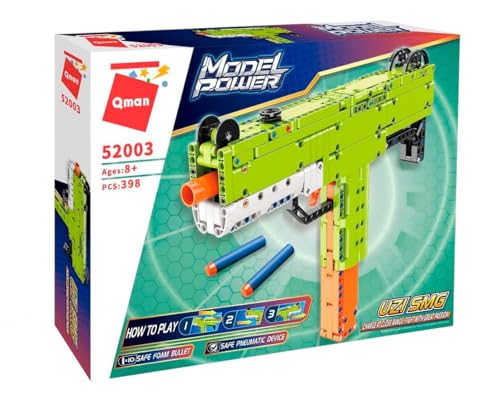 QMAN® 52003 – Uzi SMG Modell-Blaster Bauset für Kinder, 398 Teile, 100 % kompatibel mit Bausteinen Anderer führender Marken von QMAN
