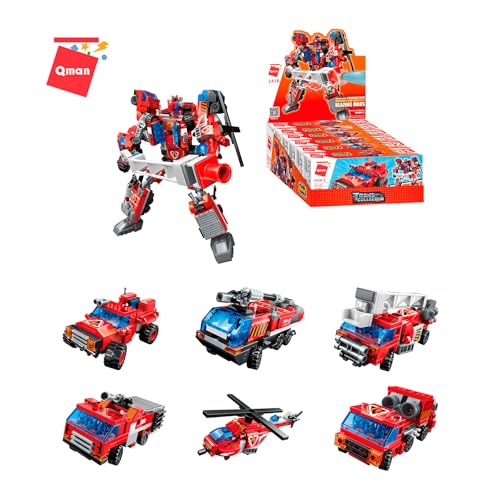 Qman 1416 Trans Collector Feuerwehr Fahrzeuge Blazing Mars Transformer Auto Klemmbaustein-Set für Kinder ab 6 Jahre von QMAN