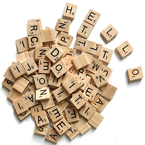 500 Holz-Buchstabenfliesen, Scrabble-Buchstaben zum Basteln – DIY Holz Geschenk Dekoration – Herstellung von Alphabet-Untersetzern und Scrabble-Kreuzworträtselspiel von QMET