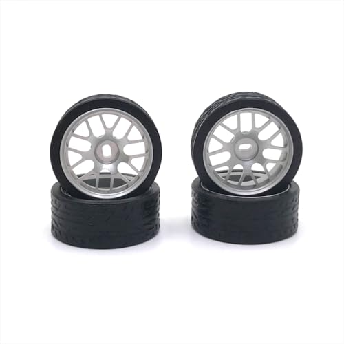 Metall -Upgrade 26,5 mm Rennreifen Kompatibel mit Verschiedene RC -Autos mit 1/28 Skala kompatibel mit 284121 K969 K979 K989 K999 P929 P939 -Q -Z RC01 Teile(Silver) von QMLQRGKF