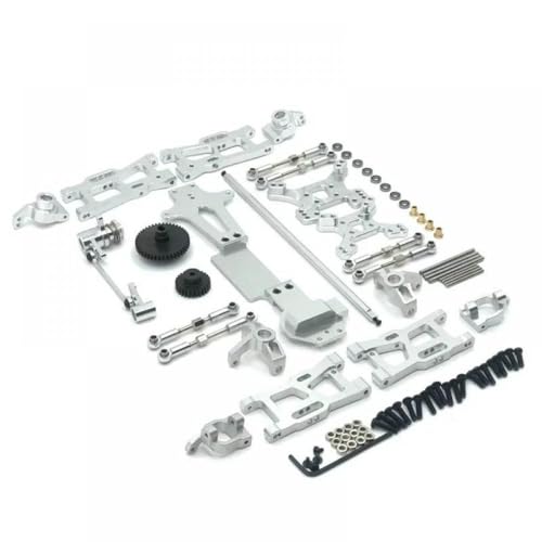 QMLQRGKF 144001 Kompatible Metall -Upgrade -Teile Kit Schwingarmverknüpfungsstange und Lenkblock Kompatibel mit 1/14 RC -Automodelle 144001 144002 144010(Silver) von QMLQRGKF