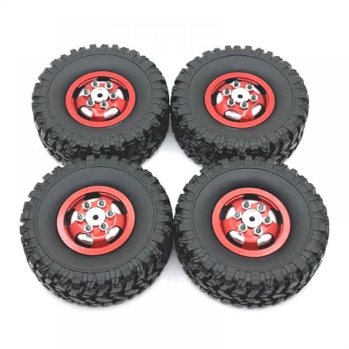 QMLQRGKF 4PCS MN 1/12 MN82 LC79 MN78 C14 C24 1/16 Naughty Dragon Fernbedienungssteuerungsauto -Zubehör Metall -Upgrade -Räder und -Reifen(Red) von QMLQRGKF