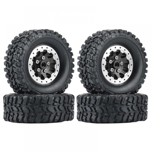 QMLQRGKF 4pcs Metall Beadlock Wheel -Hub und Gummireifen Kompatibel mit RC -Autos kompatibel mit C14 C24 B14 B24 B36 Mn Mn99s Upgrade -Teile(Black) von QMLQRGKF