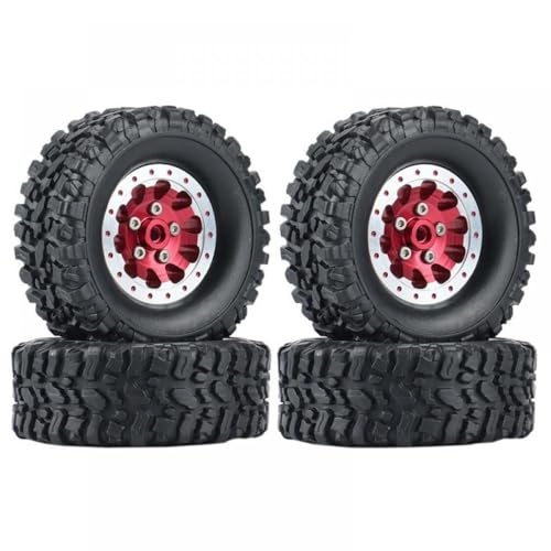 QMLQRGKF 4pcs Metall Beadlock Wheel -Hub und Gummireifen Kompatibel mit RC -Autos kompatibel mit C14 C24 B14 B24 B36 Mn Mn99s Upgrade -Teile(Red) von QMLQRGKF