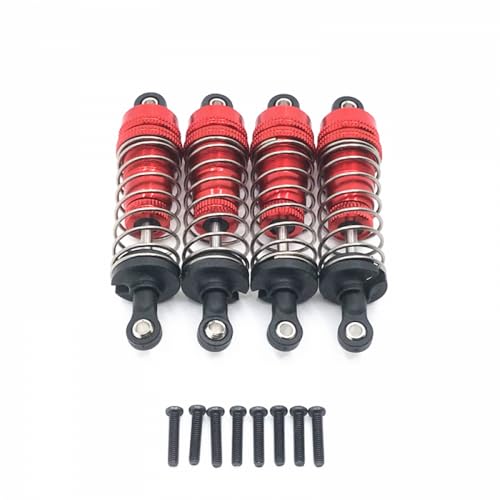 QMLQRGKF 4pcs Metall vorne & amp; hinterer universeller Stoßdämpfer Kompatibel mit 124019 144001 RC -Auto -Upgrade -Teile(Red) von QMLQRGKF