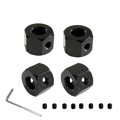 QMLQRGKF 4pcs Metallrad -Hub -Hex -Adapter 5 mm bis 12 mm Kompatibel mit Verschiedene RC -Cars, die mit D12 C14 C24 B14 B16 MN D91 -Upgrade -Teile kompatibel sind(Black) von QMLQRGKF