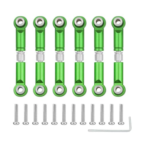 QMLQRGKF 6pcs Metallverbindung Pull -Stange vordere Heck -Servoverbindungsstange kompatibel mit 1/18 Skala RC -Autos Upgraded Ersatzteile(Green) von QMLQRGKF