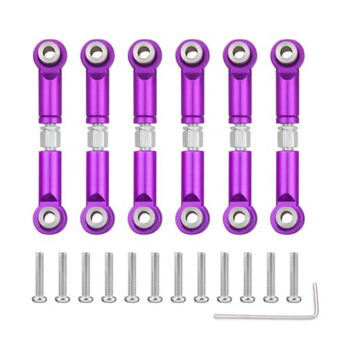 QMLQRGKF 6pcs Metallverbindung Pull -Stange vordere Heck -Servoverbindungsstange kompatibel mit 1/18 Skala RC -Autos Upgraded Ersatzteile(Purple) von QMLQRGKF