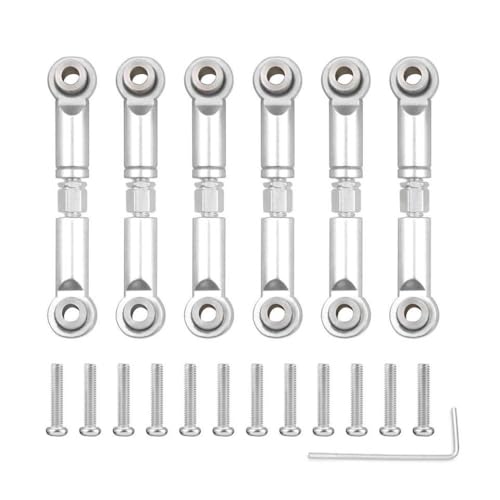 QMLQRGKF 6pcs Metallverbindung Pull -Stange vordere Heck -Servoverbindungsstange kompatibel mit 1/18 Skala RC -Autos Upgraded Ersatzteile(Silver) von QMLQRGKF