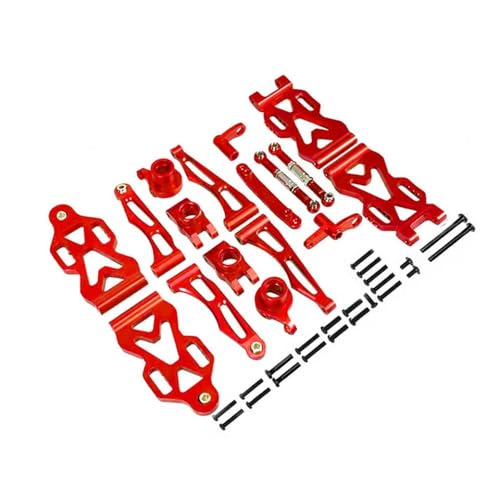 QMLQRGKF Aluminium -Aufhängung Arm Wheel Saats Lenkungstasse Set Kompatibel mit RC -Automodelle 16101 16102pro 16103 Upgrade Metallteile(Red) von QMLQRGKF