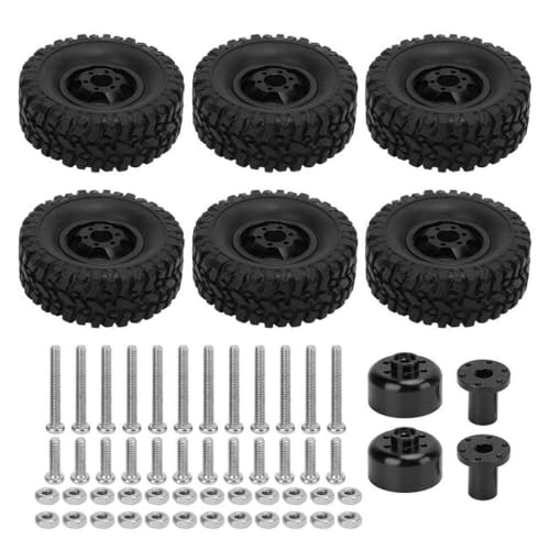 QMLQRGKF Aluminium- und Gummiräder und Reifen Kompatibel mit RC -Autos Set von 6 Reifen und 4 Radteilen, die mit verschiedenen Modellen kompatibel sind(Black) von QMLQRGKF