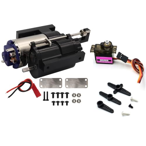 QMLQRGKF DREI-Generation-Metall-Zweigang-Getriebegetriebe mit Servo mit verschiedenen 1/12 RC-Autos kompatibel(Black with servo) von QMLQRGKF