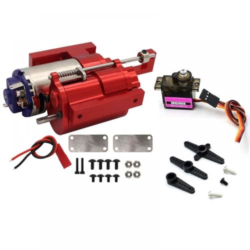 QMLQRGKF DREI-Generation-Metall-Zweigang-Getriebegetriebe mit Servo mit verschiedenen 1/12 RC-Autos kompatibel(Red with servo) von QMLQRGKF