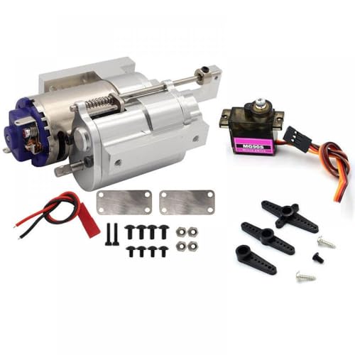 QMLQRGKF DREI-Generation-Metall-Zweigang-Getriebegetriebe mit Servo mit verschiedenen 1/12 RC-Autos kompatibel(Silver with servo) von QMLQRGKF
