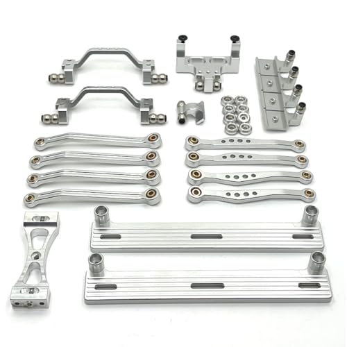 QMLQRGKF Kompatibel mit 1/16 C64 RC -Autoteile Metall verbessertes Pedal, Zugstange, Hängebrahmen, Ruderbasissatz(Silver) von QMLQRGKF