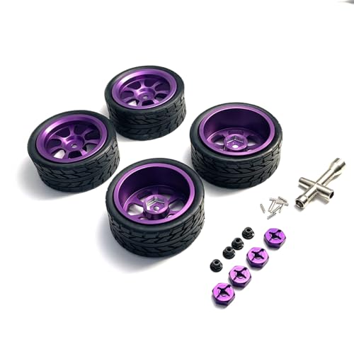 QMLQRGKF Kompatible Räder Kompatibel mit 1:12 1:14 1:18 RC -Autos Zubehör Modelle 124016 124017 124018 124019 144001 A959 und mehr Metall(Purple) von QMLQRGKF