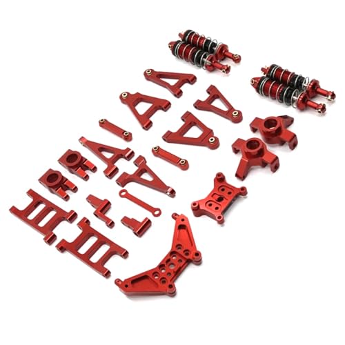 QMLQRGKF Metal Swing Arm Lenkung Tasse Schockdämpfer -Upgrade -Kit kompatibel mit 1/14 RC -Autoteilen im Maßstab(Red) von QMLQRGKF