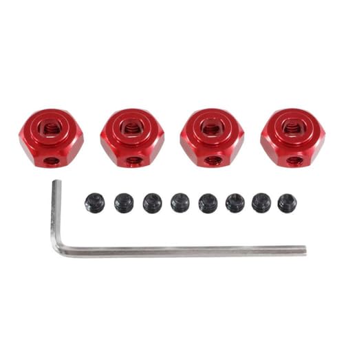 QMLQRGKF Metall 12mm Sechskantstecker kompatibel mit Hyper Go 1/10 10208 1/12 H12Y H12Y RC -Auto -Upgrade -Teile und Zubehör(Red) von QMLQRGKF