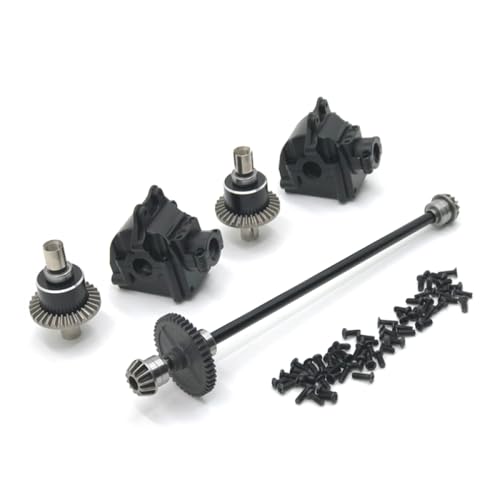 QMLQRGKF Metall Center Antriebswelle Montage Getriebe Differential Kit kompatibel mit 1/14 144010 144001 144002 RC -Autoteile Upgrade(Black) von QMLQRGKF