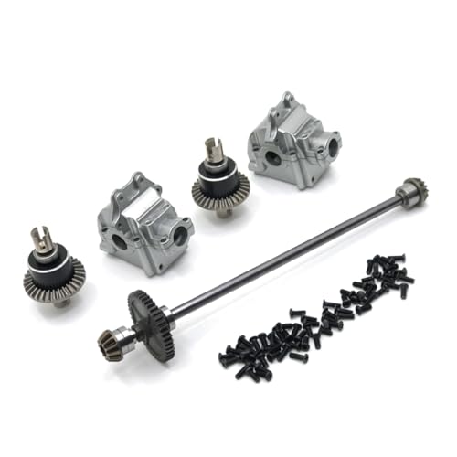 QMLQRGKF Metall Center Antriebswelle Montage Getriebe Differential Kit kompatibel mit 1/14 144010 144001 144002 RC -Autoteile Upgrade(Dark Grey) von QMLQRGKF