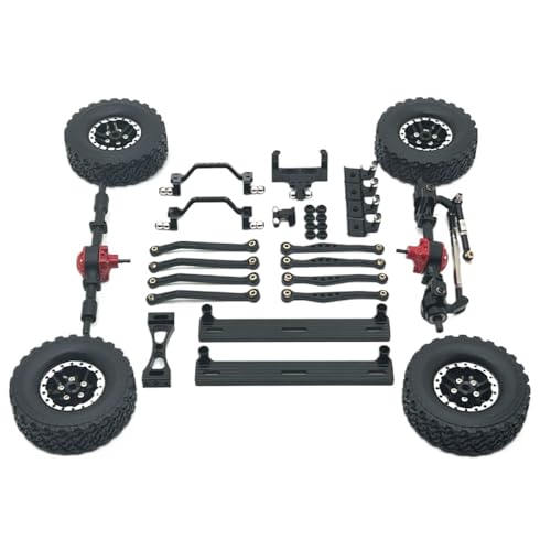 QMLQRGKF Metall Enhanced Pedal Wheel Hub Ziehenstab Suspension Rahmen Lenkbasis -Set kompatibel mit 1/16 RC -Fahrzeugen Skala -Skala(Black) von QMLQRGKF