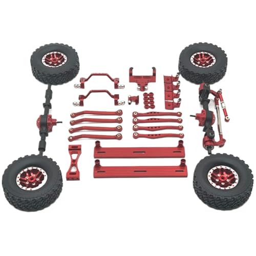 QMLQRGKF Metall Enhanced Pedal Wheel Hub Ziehenstab Suspension Rahmen Lenkbasis -Set kompatibel mit 1/16 RC -Fahrzeugen Skala -Skala(Red) von QMLQRGKF
