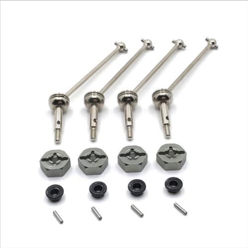 QMLQRGKF Metall -Upgrade 12mm Adapter vorne und hintere Propwelle Kompatibel mit kompatible 144001 144002 144010 124016 124017 124018 124019 RC -Autoteile RC(Light Grey) von QMLQRGKF