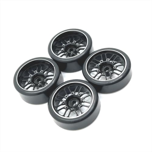 QMLQRGKF Metall -Upgrade 27 mm Zwei Breite Zwei schmale Driftradreifen Kompatibel mit, 1/28 RC -Auto(Black) von QMLQRGKF