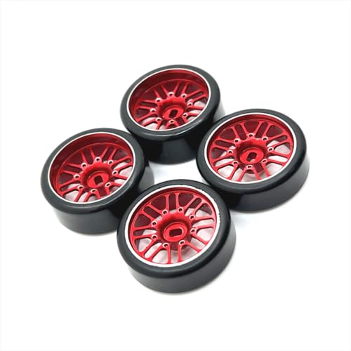 QMLQRGKF Metall -Upgrade 27 mm Zwei Breite Zwei schmale Driftradreifen Kompatibel mit, 1/28 RC -Auto(Red) von QMLQRGKF