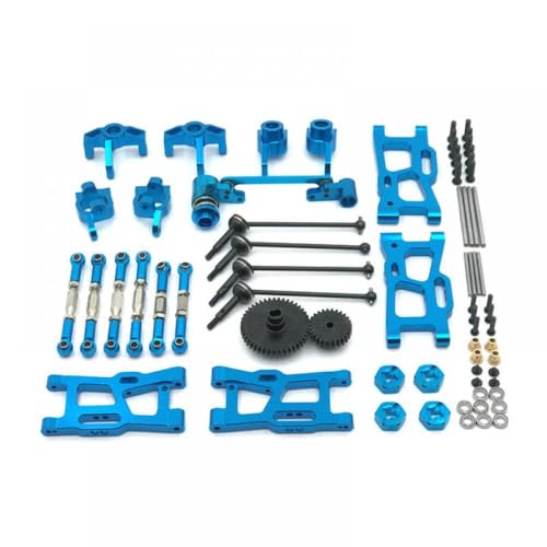 QMLQRGKF Metall -Upgrade -Kit Kompatibel mit 124016 124017 124018 124019 144001 144010 RC -Autoteile einschließlich Antriebswelle Pull Stab Swing Arm Lenkungstasse kompatibles Zubehör(Blue) von QMLQRGKF