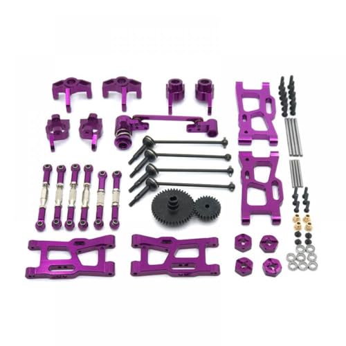 QMLQRGKF Metall -Upgrade -Kit Kompatibel mit 124016 124017 124018 124019 144001 144010 RC -Autoteile einschließlich Antriebswelle Pull Stab Swing Arm Lenkungstasse kompatibles Zubehör(Purple) von QMLQRGKF