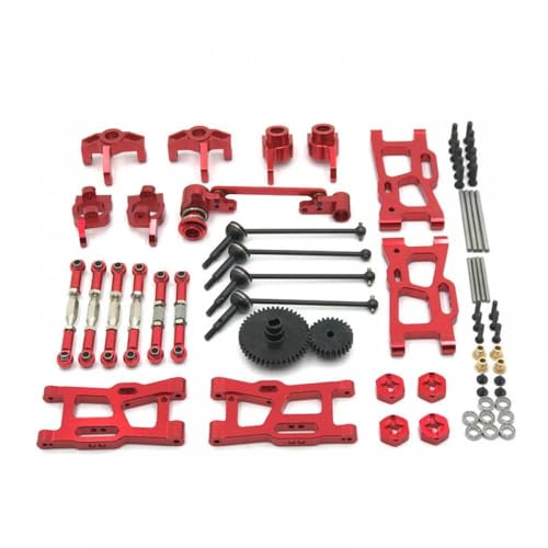 QMLQRGKF Metall -Upgrade -Kit Kompatibel mit 124016 124017 124018 124019 144001 144010 RC -Autoteile einschließlich Antriebswelle Pull Stab Swing Arm Lenkungstasse kompatibles Zubehör(Red) von QMLQRGKF