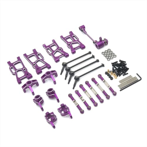 QMLQRGKF Metall-Upgrade Oszillierende Waffenlenkstasse Montage 9-teilige Set kompatibel mit 1/14 RC-Autos Rennen LC12B1 EMP-1H-DTH-MT-Teile(ROXO) von QMLQRGKF